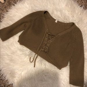 Crop tan sweater